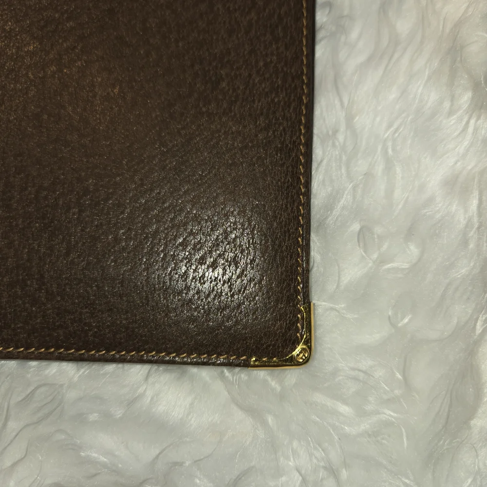 Gucci Vintage Brown Leather Long Bifold RARE Find Men's Breast Pocket Wallet